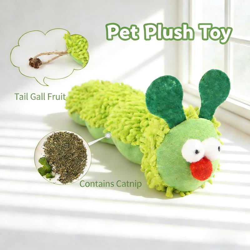 New Store Perks ！Catnip Caterpillar Plush Pillow 1Pc, Wormwood Fruit Infused Boredom Relief Toy for Indoor Cats, Self-Entertainment Interactive Kitty Toy,Cat Stuff