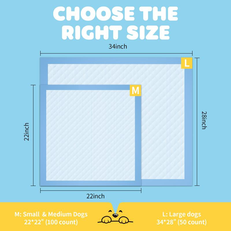 Powools Dog Puppy Pads for Potty Training Leak-Proof Quick-Dry Pee Pads with Multi-Layer Absorption Super Absorbent Polymer