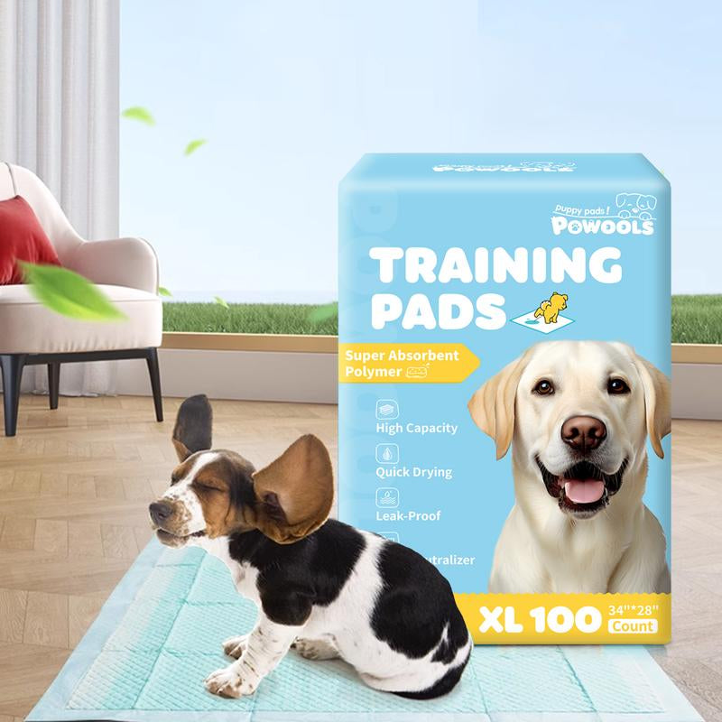 Powools Dog Puppy Pads for Potty Training Leak-Proof Quick-Dry Pee Pads with Multi-Layer Absorption Super Absorbent Polymer