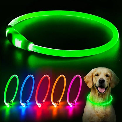 EVERBETTERUS LED Dog Collar USB Rechargeable Glowing Lighted up Collar, Cuttable Water-Resistant TPU Safety Collar Lights for Small Medium Large Dogs, Pink