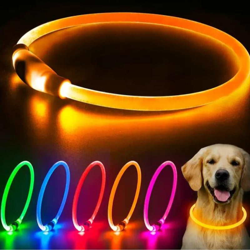 EVERBETTERUS LED Dog Collar USB Rechargeable Glowing Lighted up Collar, Cuttable Water-Resistant TPU Safety Collar Lights for Small Medium Large Dogs, Pink