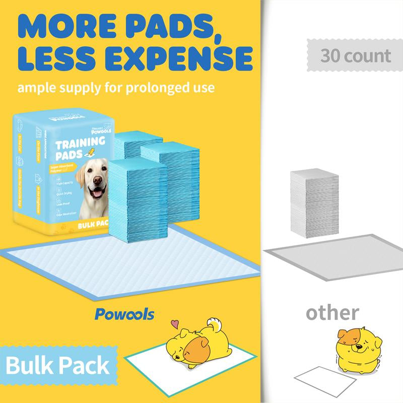 Powools Dog Puppy Pads for Potty Training Leak-Proof Quick-Dry Pee Pads with Multi-Layer Absorption Super Absorbent Polymer