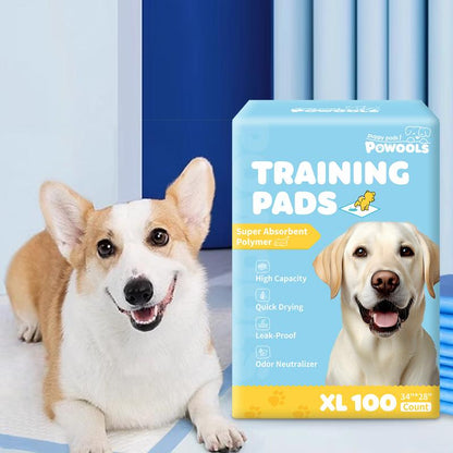 Powools Dog Puppy Pads for Potty Training Leak-Proof Quick-Dry Pee Pads with Multi-Layer Absorption Super Absorbent Polymer