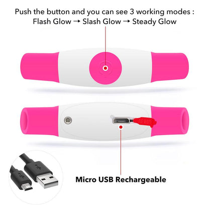 EVERBETTERUS LED Dog Collar USB Rechargeable Glowing Lighted up Collar, Cuttable Water-Resistant TPU Safety Collar Lights for Small Medium Large Dogs, Pink