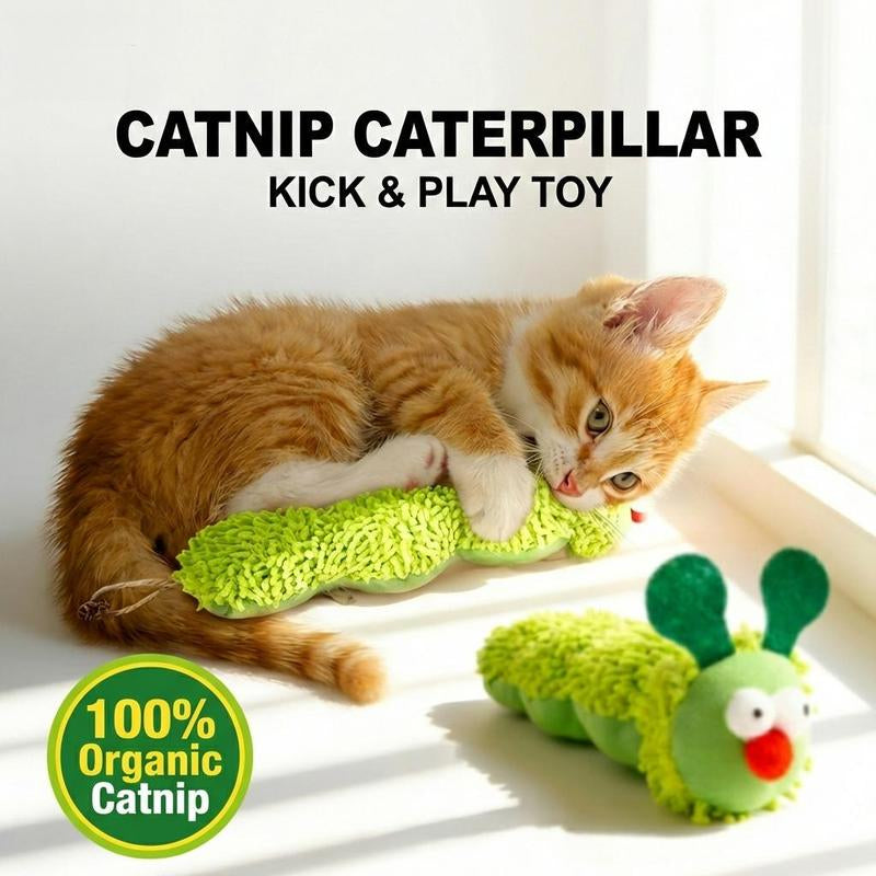 New Store Perks ！Catnip Caterpillar Plush Pillow 1Pc, Wormwood Fruit Infused Boredom Relief Toy for Indoor Cats, Self-Entertainment Interactive Kitty Toy,Cat Stuff
